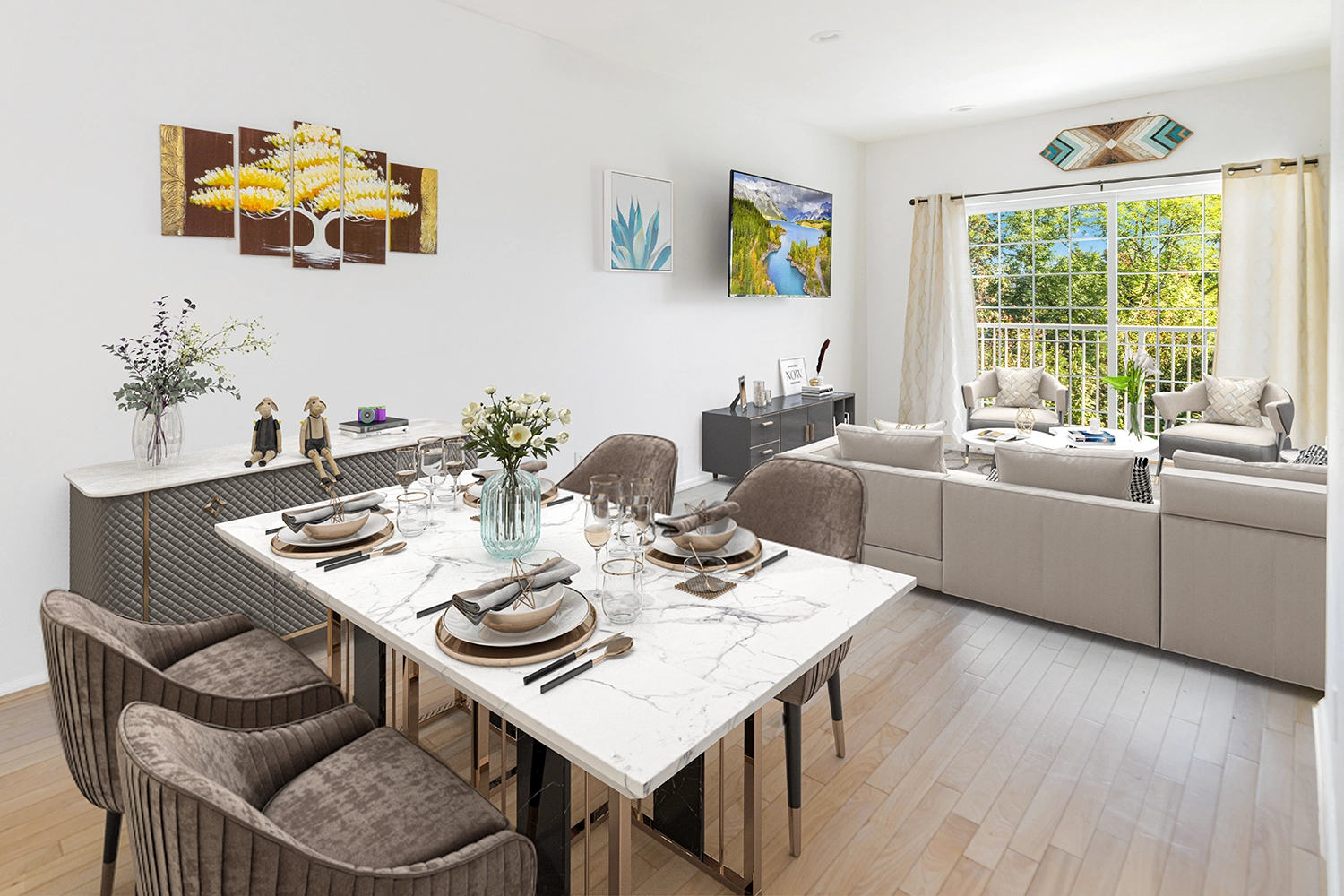 Virtual Staging for Real Estate and Rentals 7 University Place modern furniture virtual staging